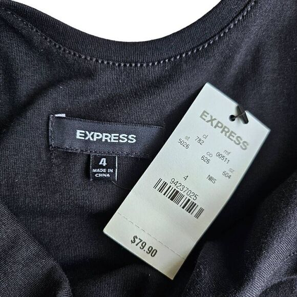 Express Black and Olive Green Ruffle Mini Dress - Picture 8 of 8